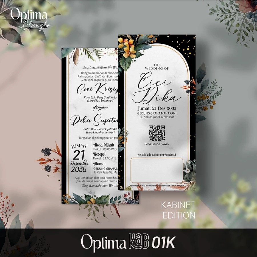 Undangan nikah merek Optima 01k